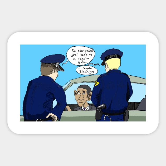 Obama Pulled Over Sticker by Felipe.Makes.Cartoons